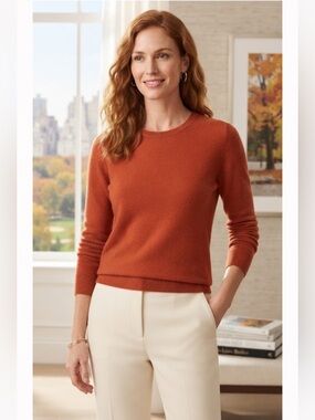NWOT Tweeds Orange Cashmere Sweater
